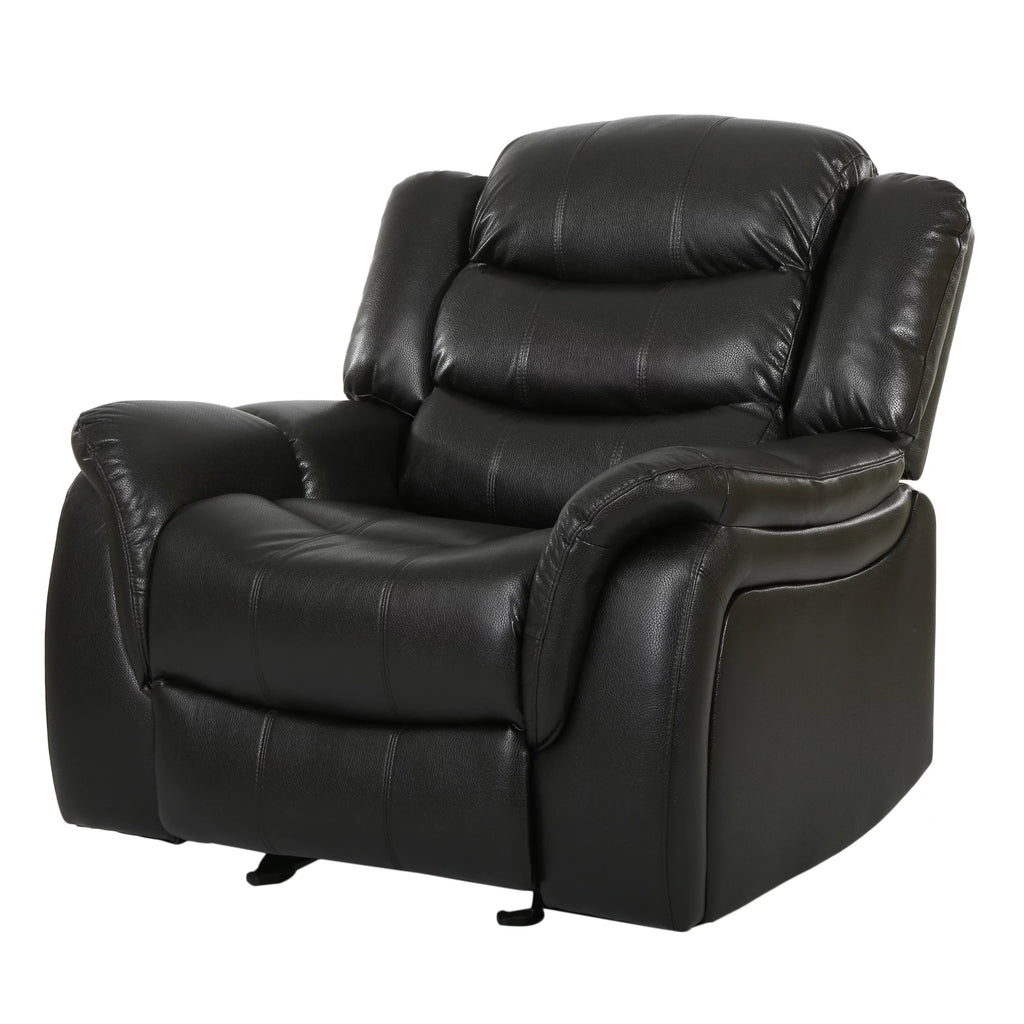 Black Faux Leather Recliner Glider Chair D46880