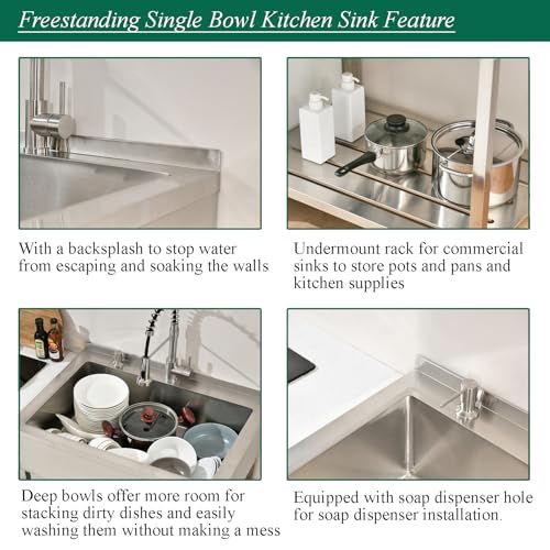 Stainless Steel Freestanding Utility Sink with Faucet N679328