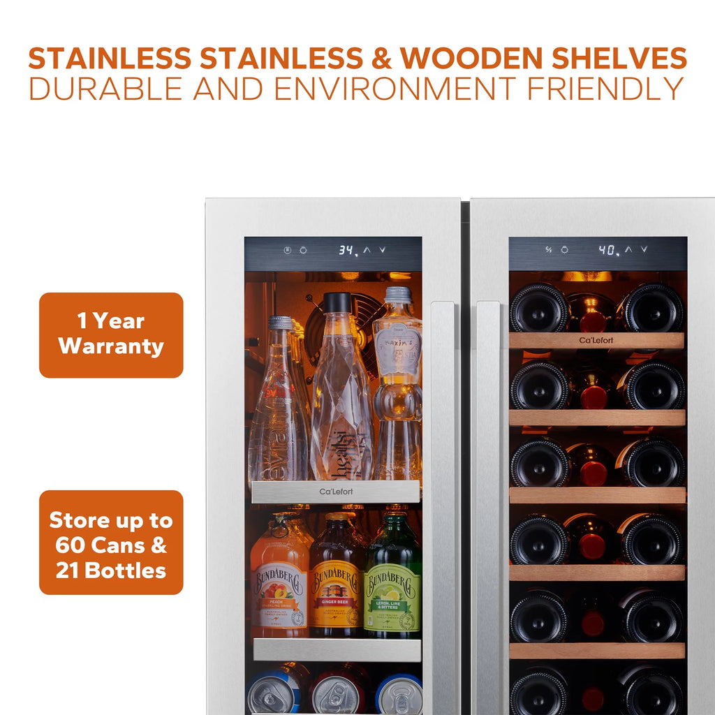 24 inch Dual Zone Wine Cooler Beverage Refrigerator N818