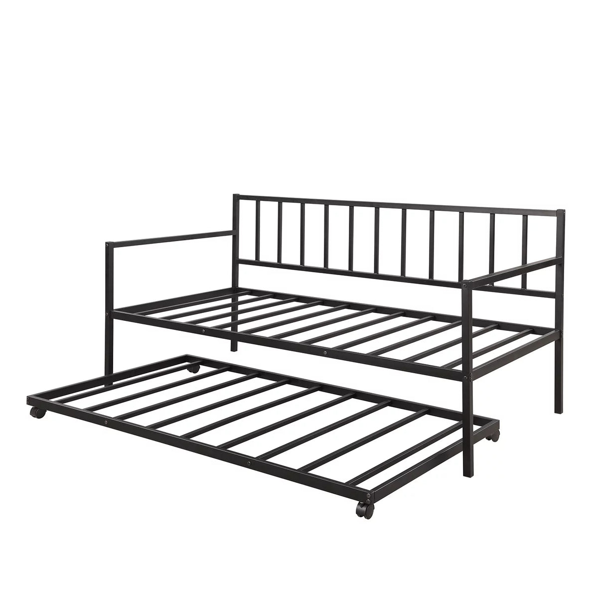 Black Metal Bed Frame with Rollers Z549871