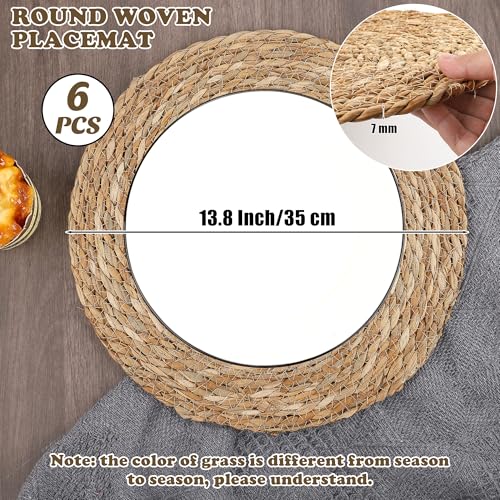 Set of 24 Round Woven Placemats 12 Inches Natural Hand-Woven Wicker Table Mats W428