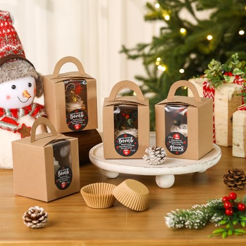 100 Set Christmas Cupcake Boxes with Window L1528
