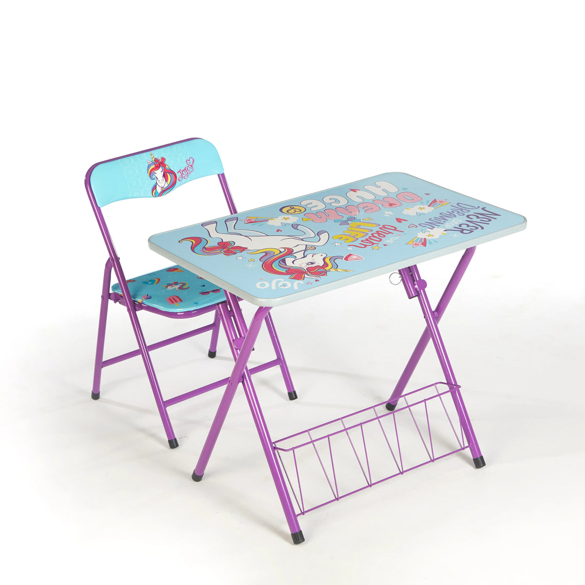 Blue Metal Folding Desk and Chair Set Y5858