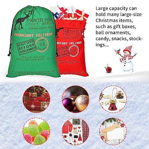 6 Packs Large Cotton Canvas Christmas Bag With Drawstrings C4132