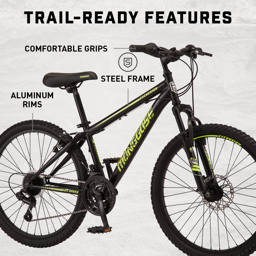 24-in. Mountain Bike, Black and Yellow, 21 Speeds C36453