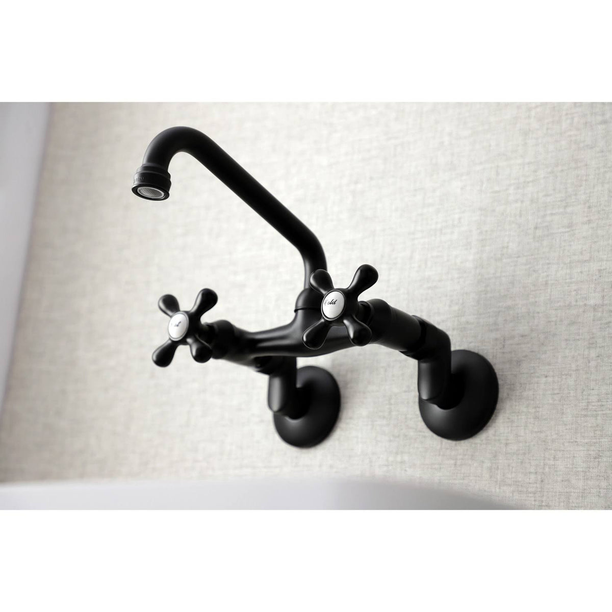 Two Handle Wall Mount Kitchen Faucet Matte Black T38779