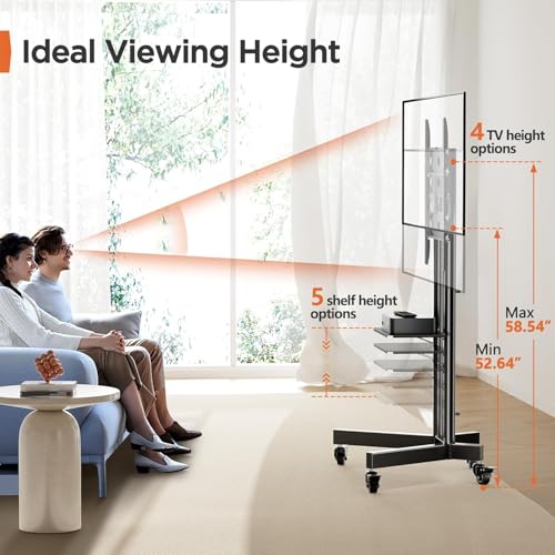 Rolling TV Stand on Wheels for 32-85 Inch Screens up to 132 lbs D166