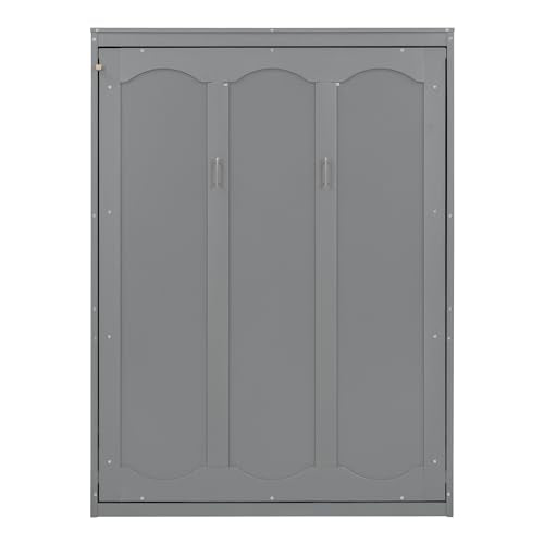 Full Size Murphy Bed with Storage Shelves Gray G772481