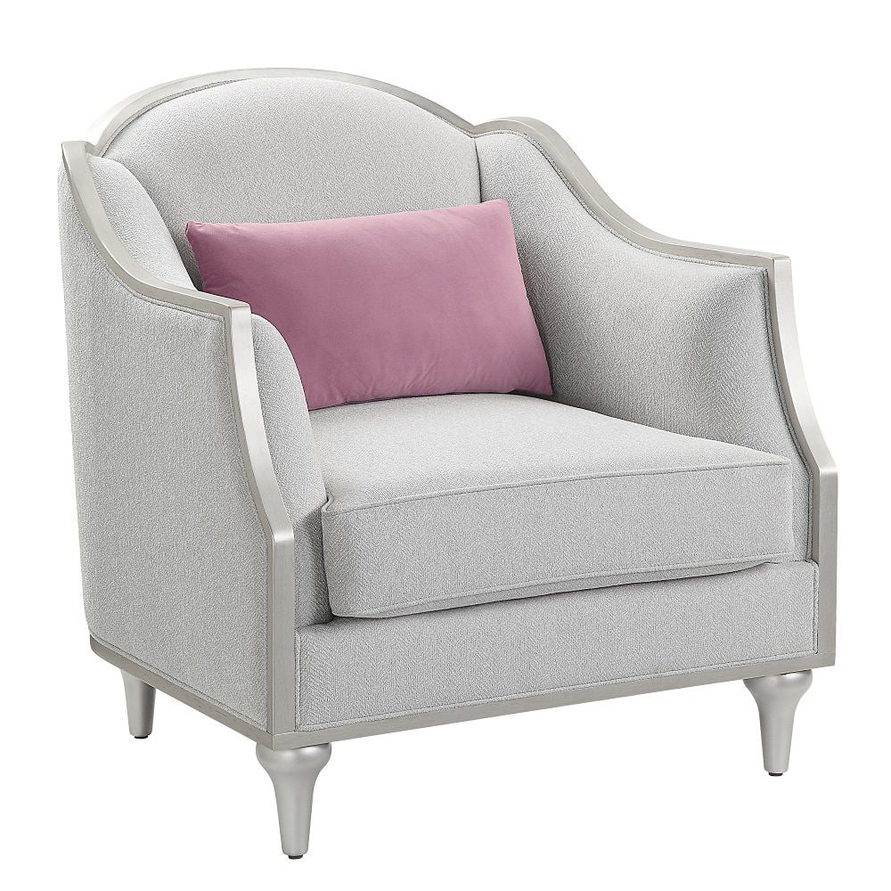 Beige Fabric Accent Chair with Pillow P5968