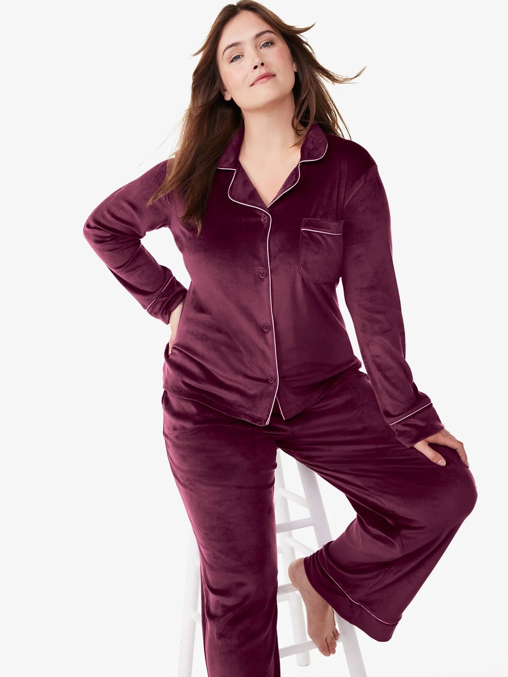 Women's 2-Piece Velour Pajama Set W88898