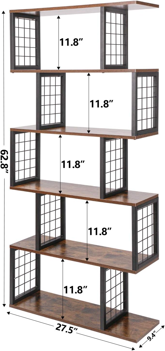 5-Tier S-Shaped Bookshelf V184296