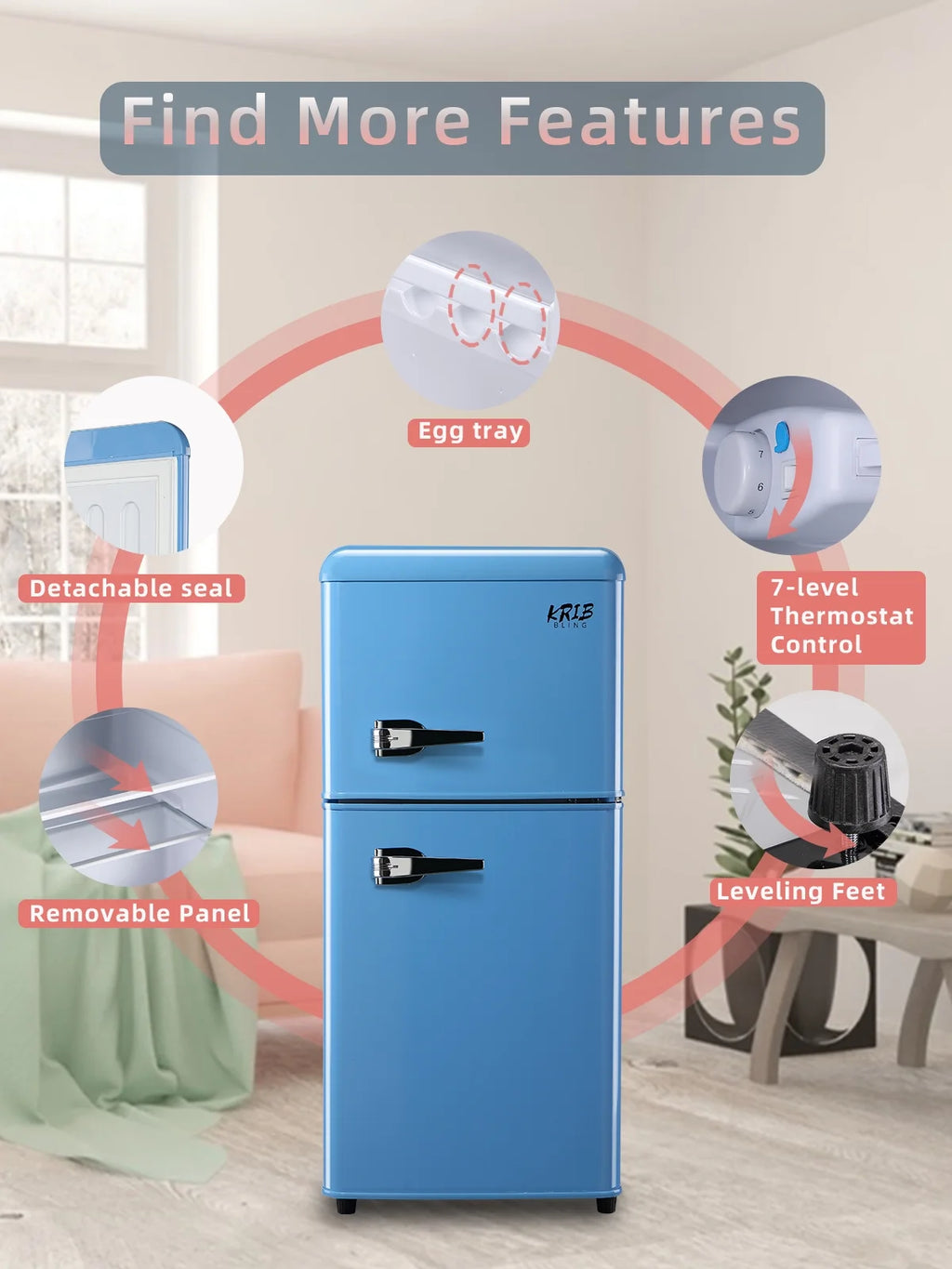 Blue 3.5 Cu.ft Mini Fridge with Freezer P8649