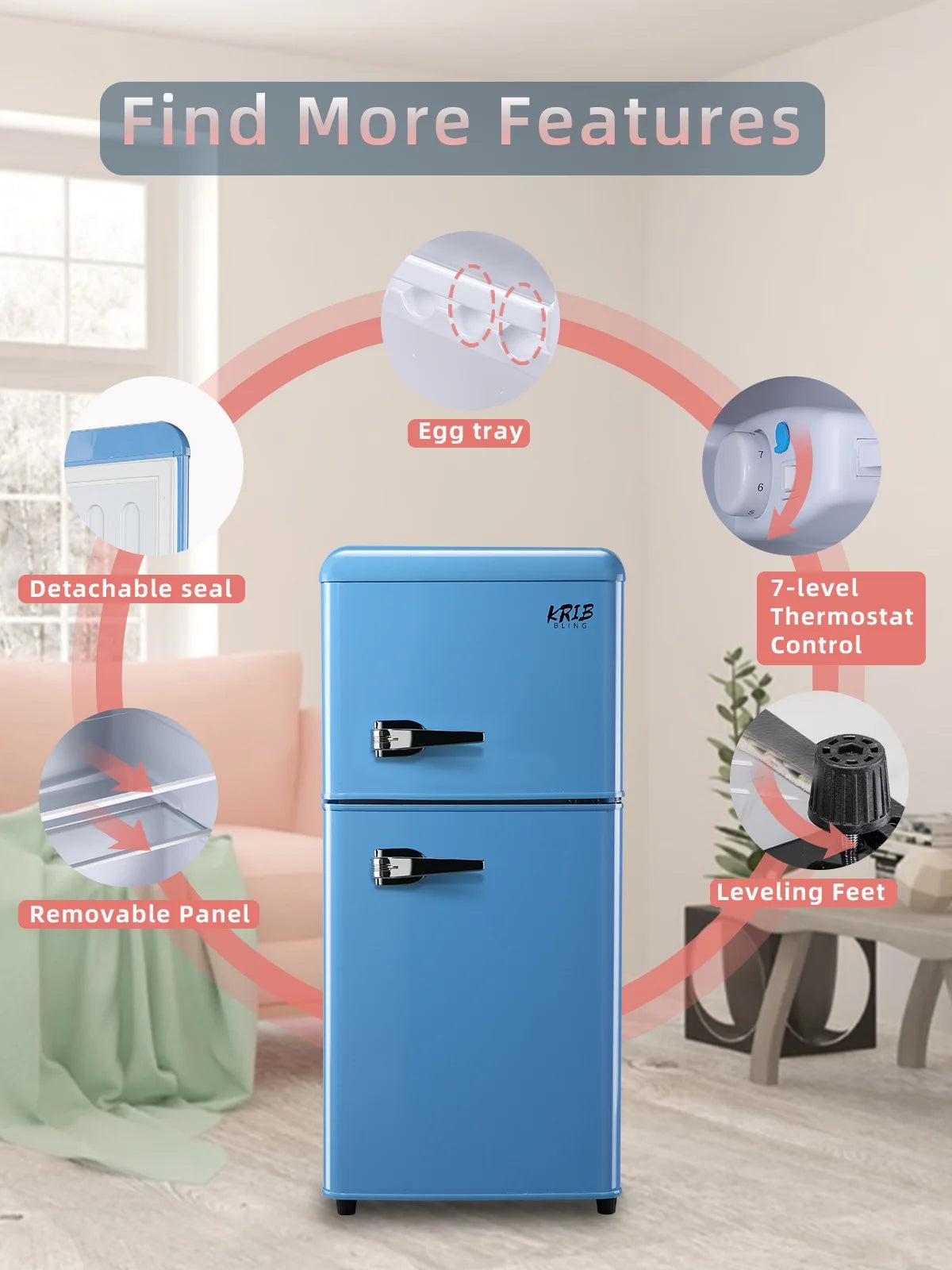 Blue 3.5 Cu.ft Mini Fridge with Freezer P8649