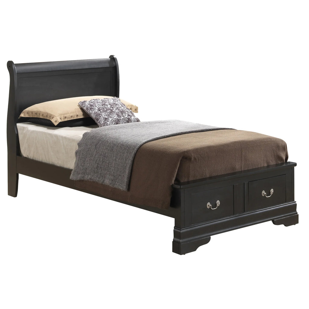Black Twin Size Storage Sleigh Bed Z35635