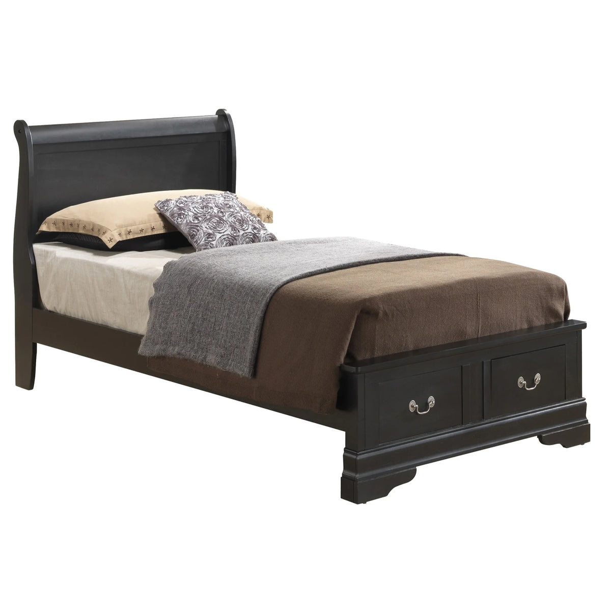 Black Twin Size Storage Sleigh Bed Z35635