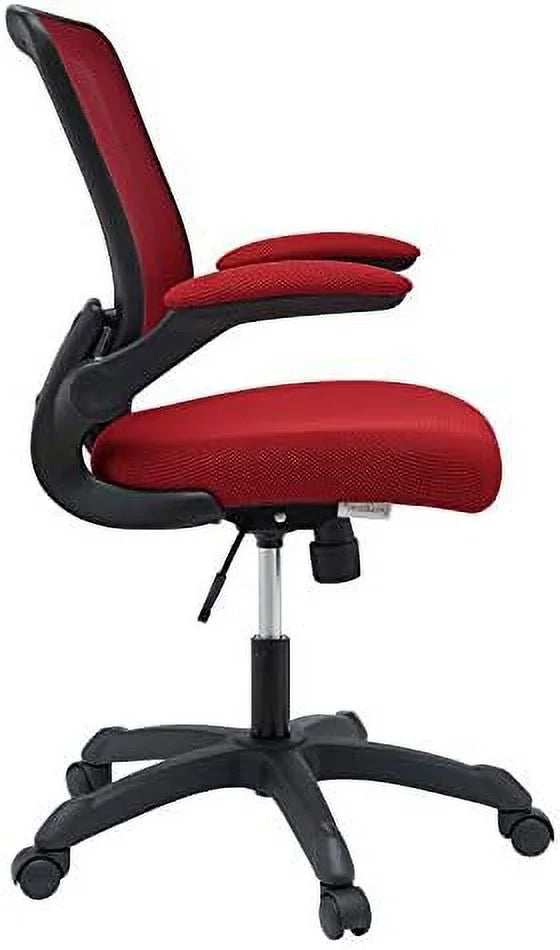 Red Mesh Back Vinyl Seat Office Chair with Flip-Up Arms H75081