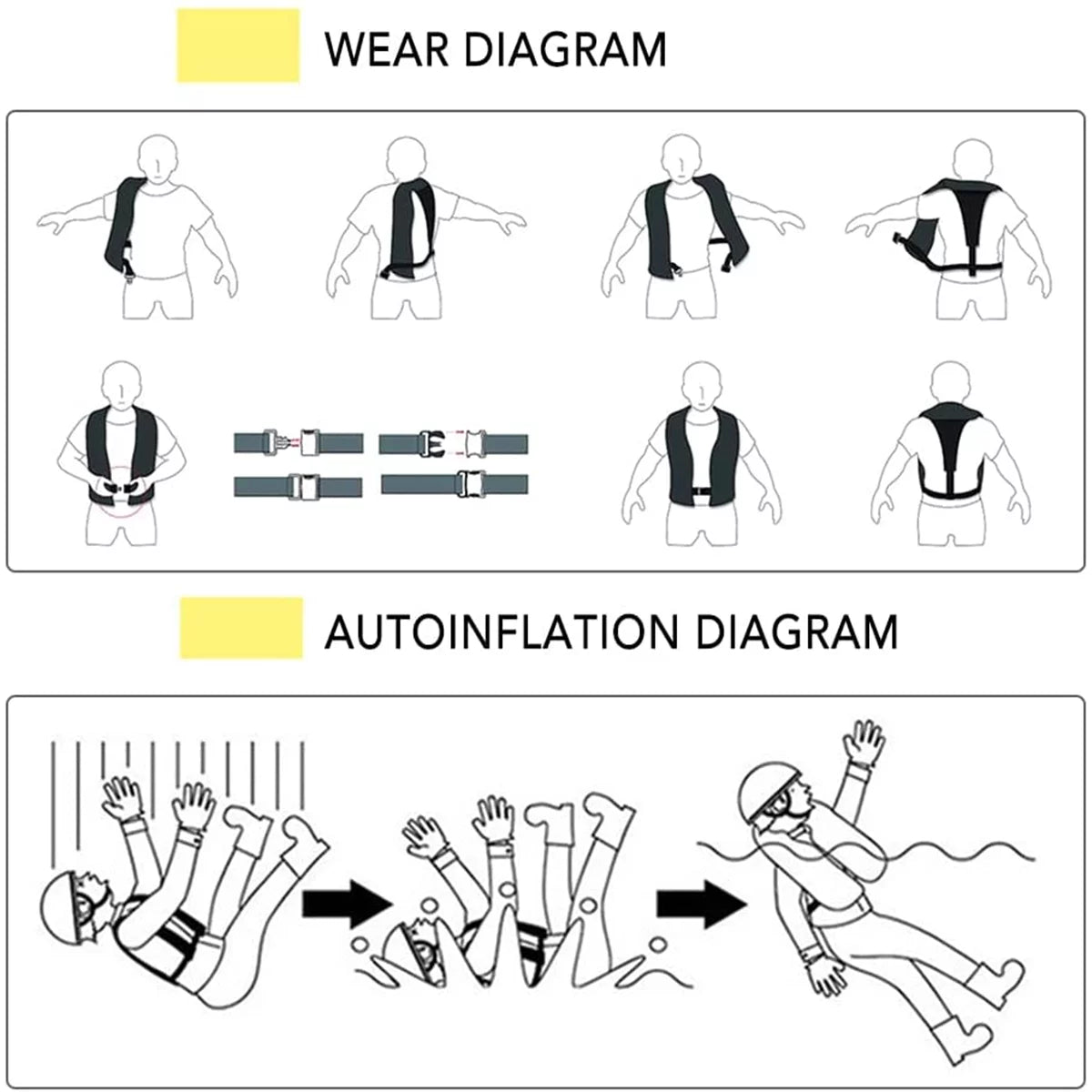 2 Pack Automatic Inflatable Life Jacket with Whistle G6922