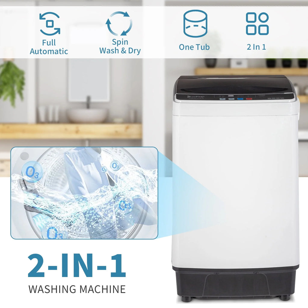 Full Automatic Washing Machine with Drain Pump, White And Black D439