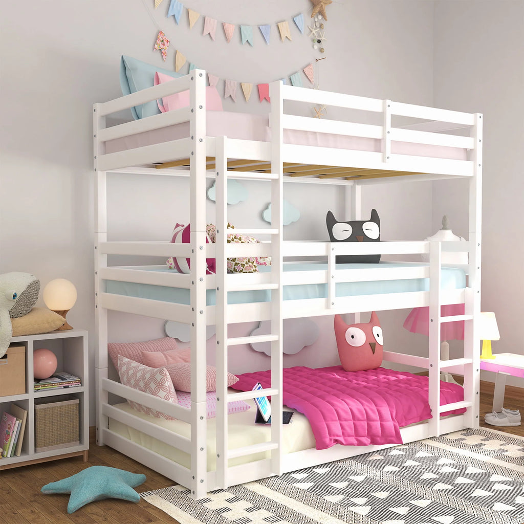 White Wood Convertible Bunk Bed P8473