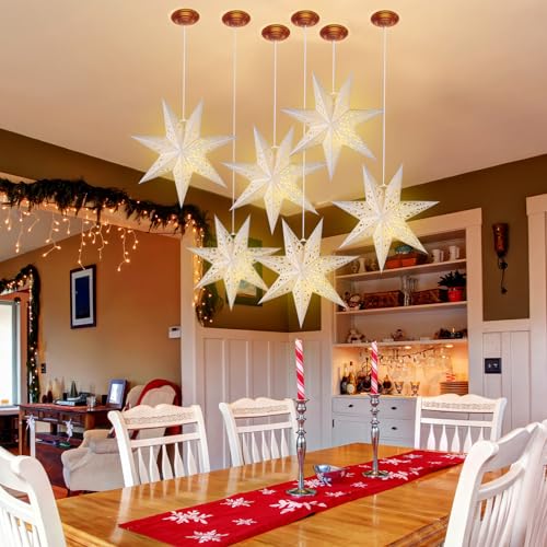 12 Pcs 14in Paper Star Lantern with LED Lights C6908