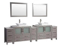 108 in. Grey Double Sink Ceramic Vanity Cabinet with Mirror O393