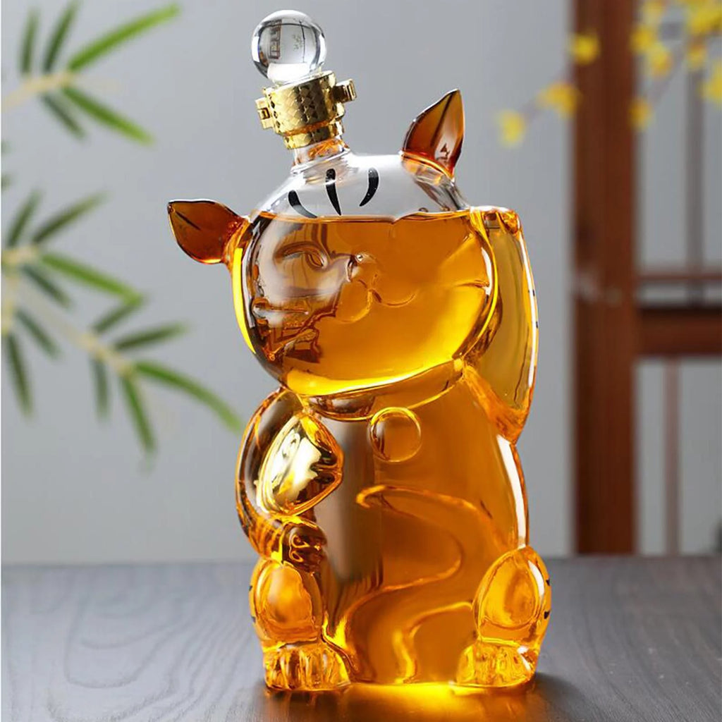 Cat Shaped Glass Decanter with Airtight Stopper A243