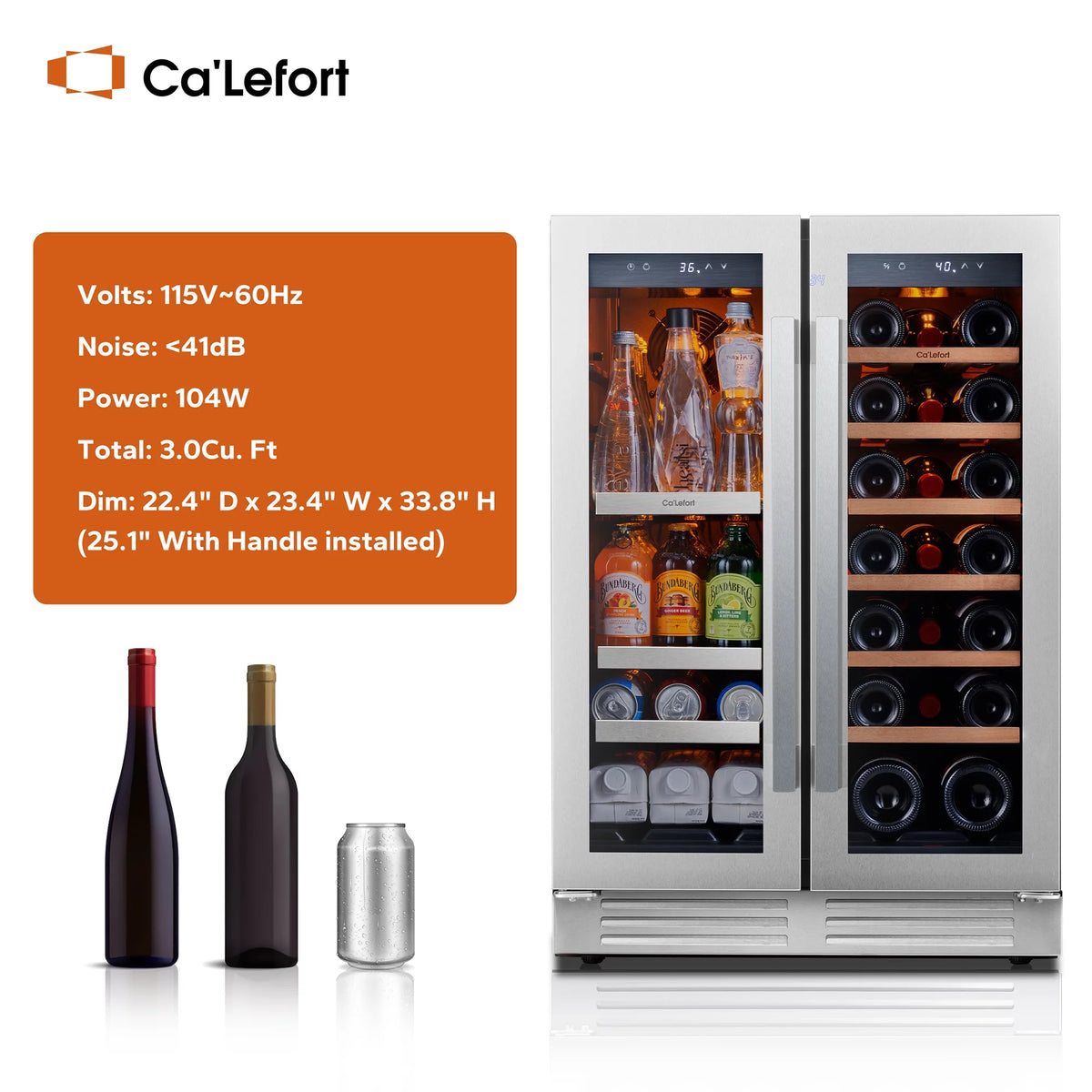 24 inch Dual Zone Wine Cooler Beverage Refrigerator N818