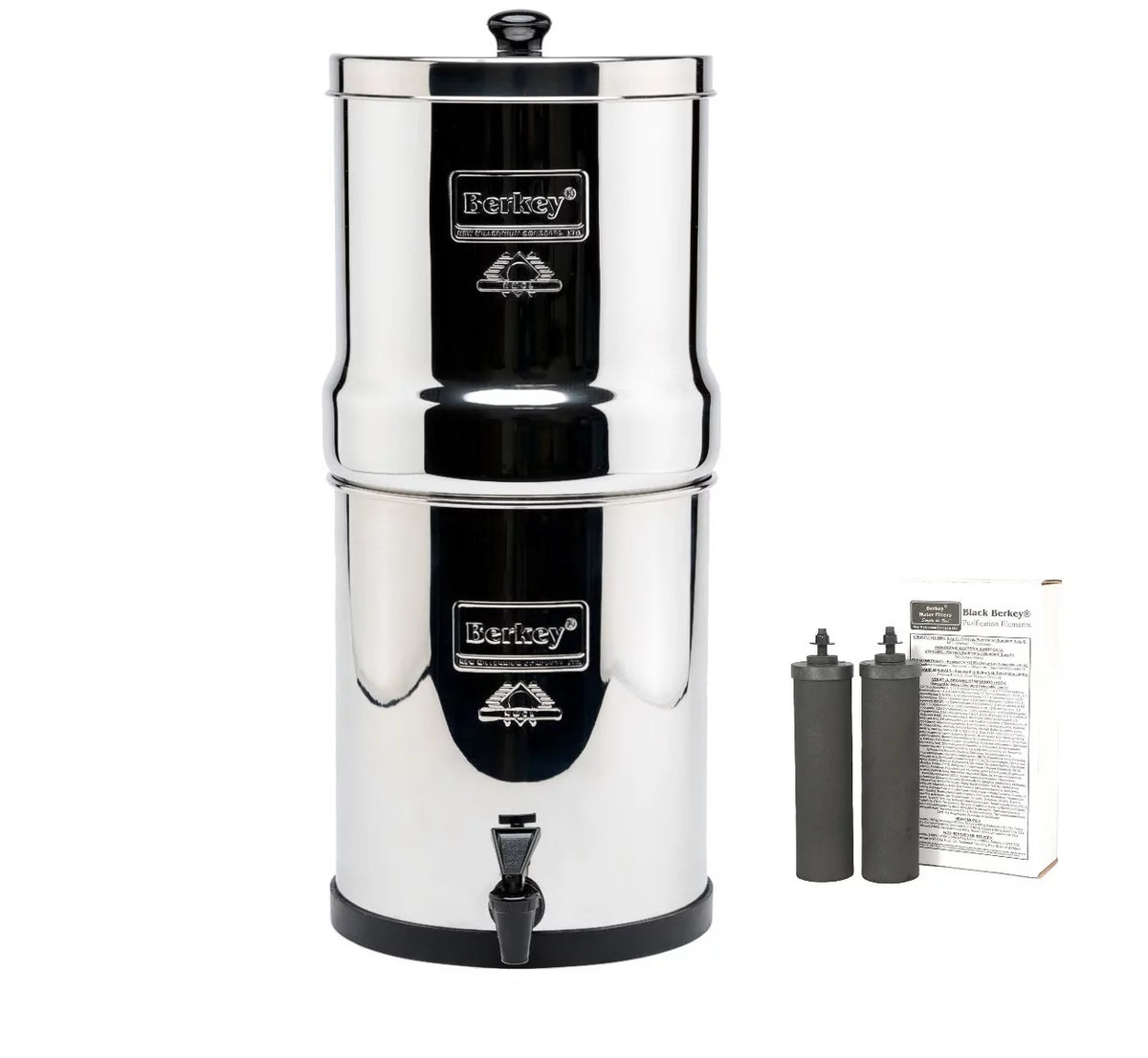 Stainless Steel Water Filtration System with 2 Black Filters A729