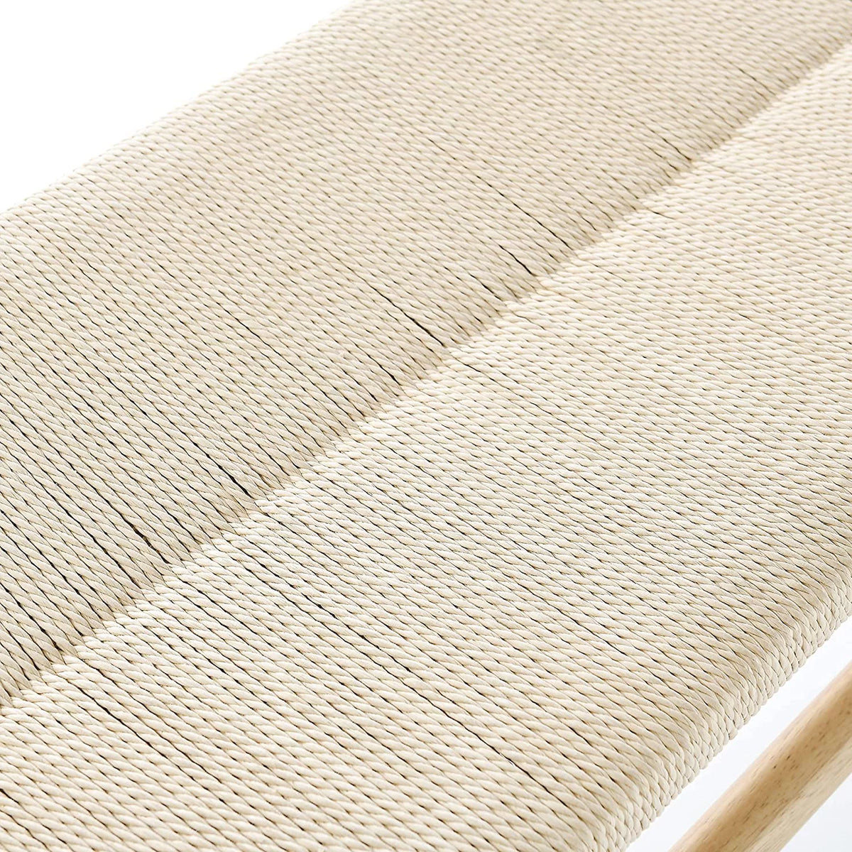 Wood Entryway Bench with Weave Rope Top W784398