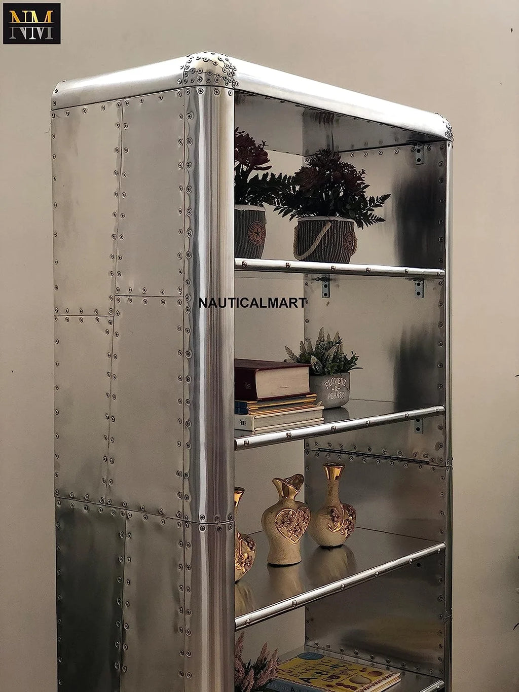 Aluminum Bookcase with Drawers 66 Inches U583272
