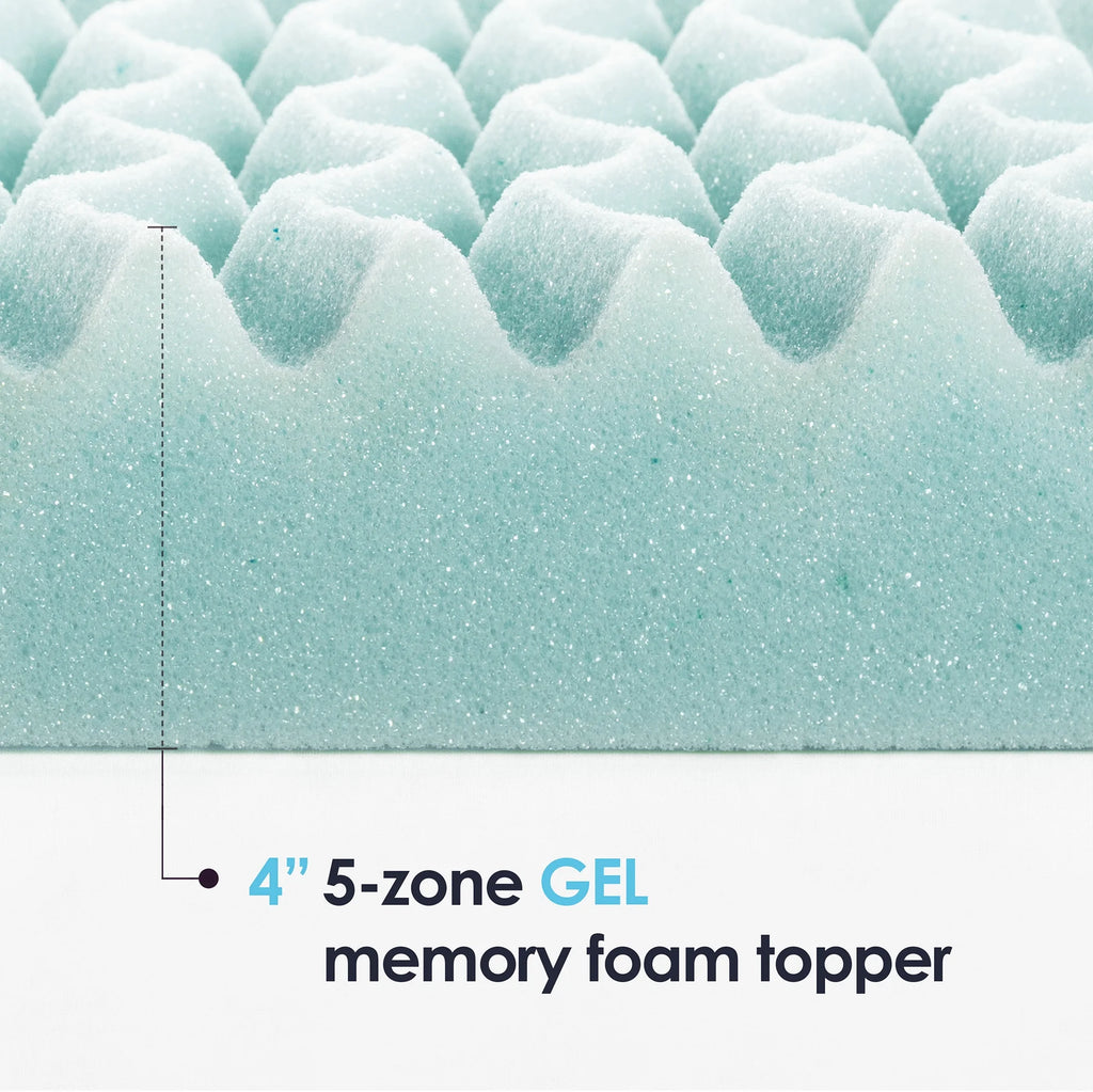4" 5-Zone Cooling Gel Memory Foam Mattress Topper U670772