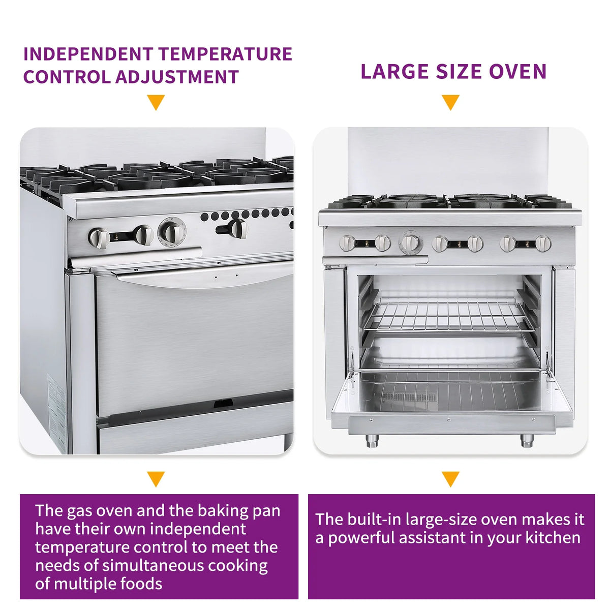 36 Commercial Gas Range Stove with 6 Burner 4.8 Cu.Ft Oven P7042