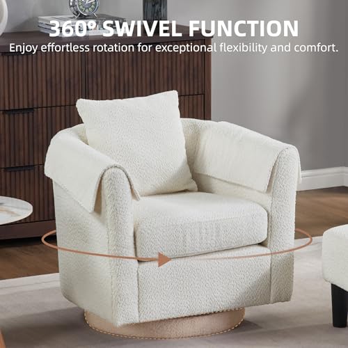 42" Oversized Swivel Barrel Chair with Storage Ottoman F7570