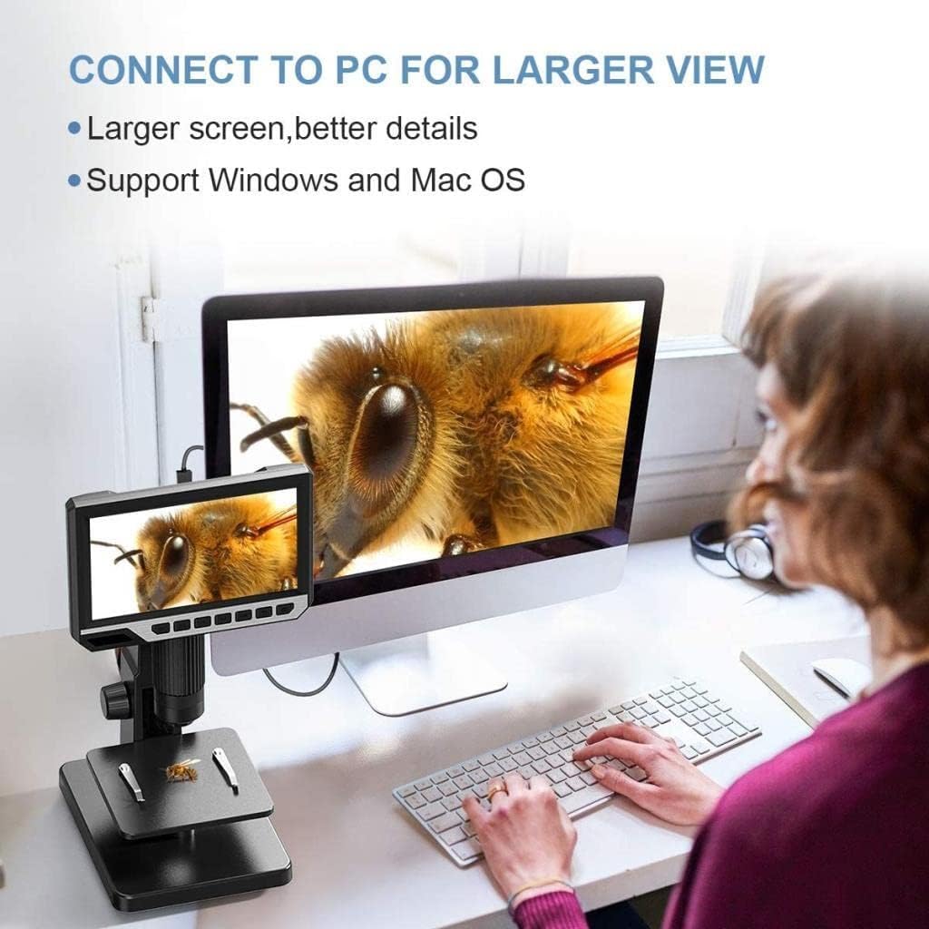 LCD Digital Microscope with 2000X Dual Lens, 7'' IPS Display, 12MP M891076