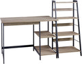 Modern Home Office Desk & 4-Shelf Bookcase Set Reclaimed Wood T9410