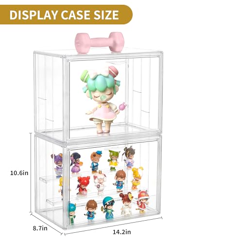 Acrylic 3 Layer Adjustable Display Case with Magnetic Door 2Pack R585