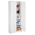 White 72" Wood Pantry Cabinet with 4 Adjustable Shelves S50750
