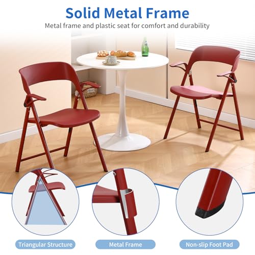 2 Pack White Plastic Folding Chair with Steel Frame C63398