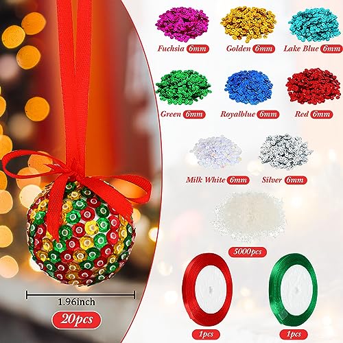 20 Sets Christmas Crafts Sequin Ornaments Kit Q328131
