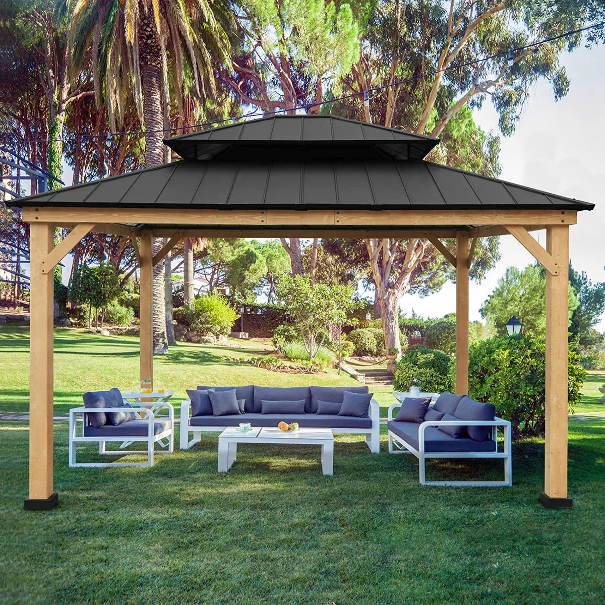 13' x 11' Black Hardtop Gazebo K623