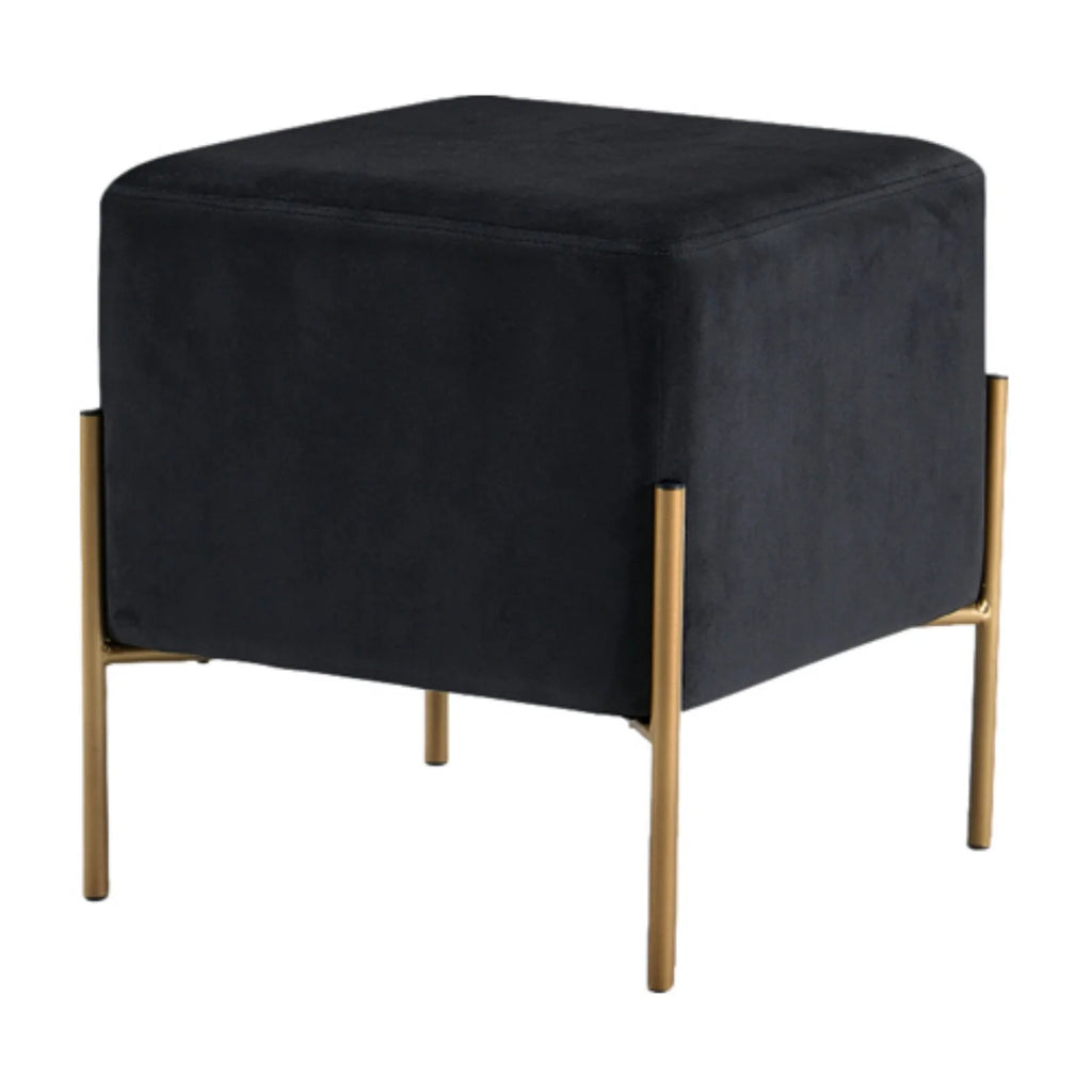 Black Velvet Ottoman Stool C114654