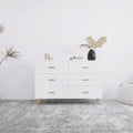 White 6 Drawer Chest of Drawer with Golden Handle and Golden Steel Legs A5756
