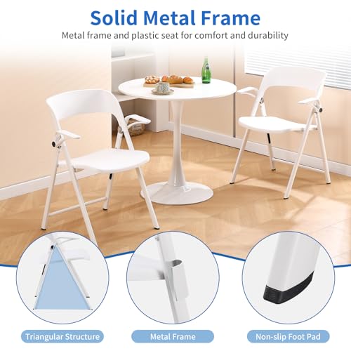 2 Pack White Plastic Folding Chair with Steel Frame C63398