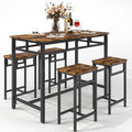 5 Piece Wooden Metal Dining Table and Stools Set A674