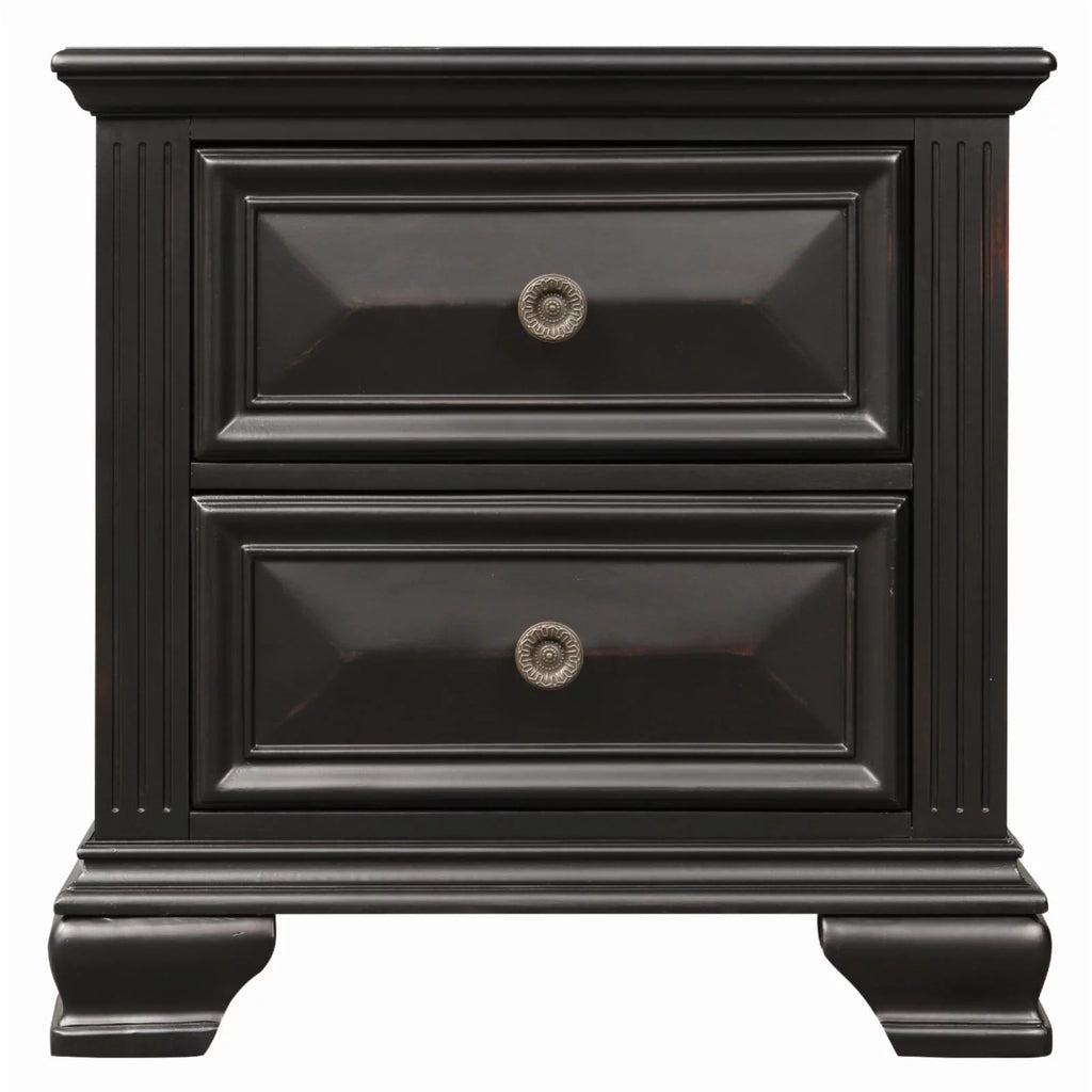 Vintage Black 2-Drawer Nightstand V344