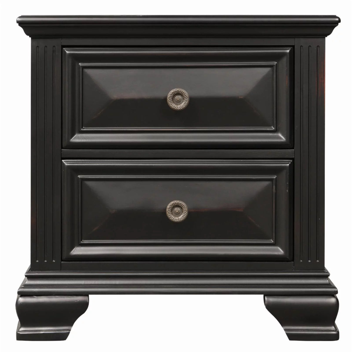 Vintage Black 2-Drawer Nightstand V344