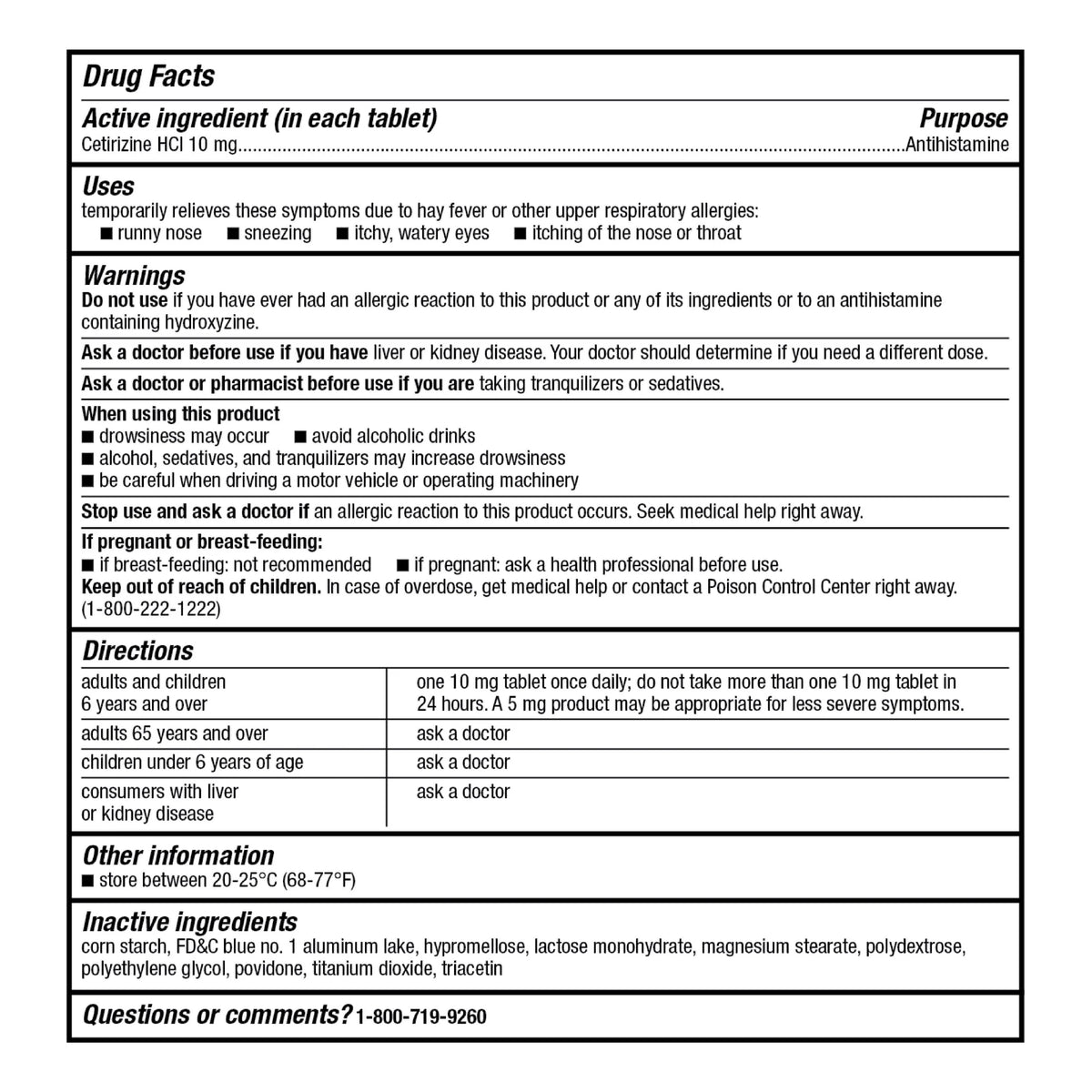 24 Hour Allergy Cetirizine Hydrochloride Tablets 10 mg 45 Count R7870