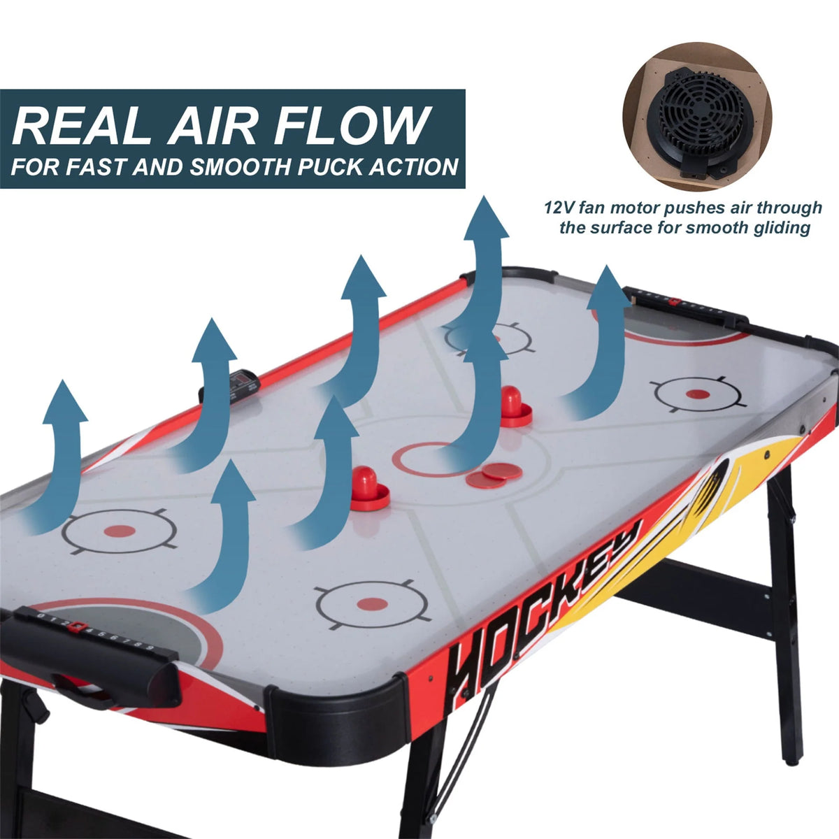 54in Folding Air Hockey Table Gaming Set with 2 Pucks 2 Pushers C634