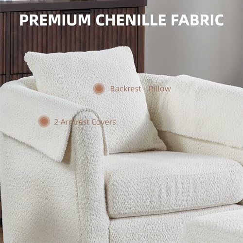 42" Oversized Swivel Barrel Chair with Storage Ottoman F7570