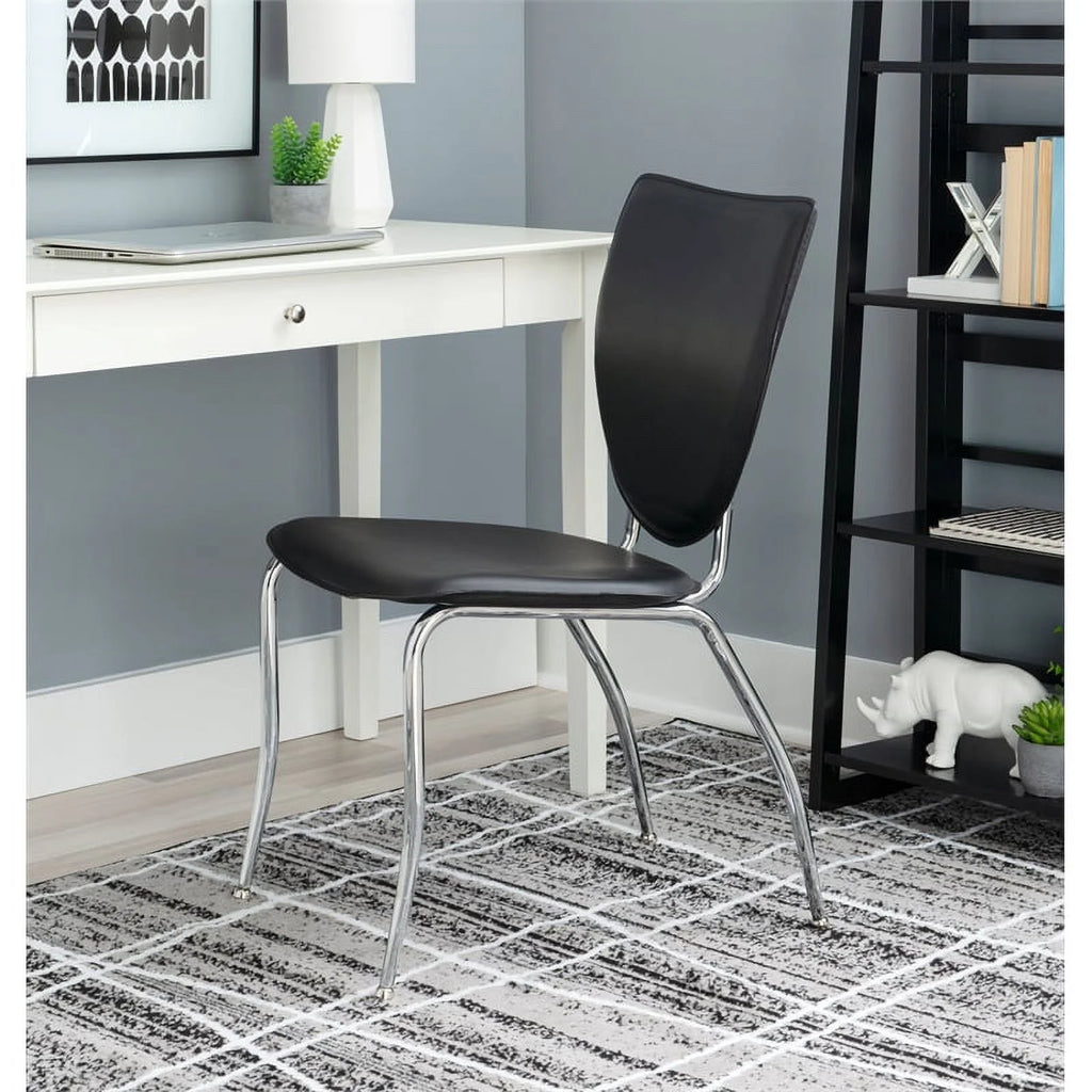 Black Metal Stacking Side Chairs Set of Two N344309